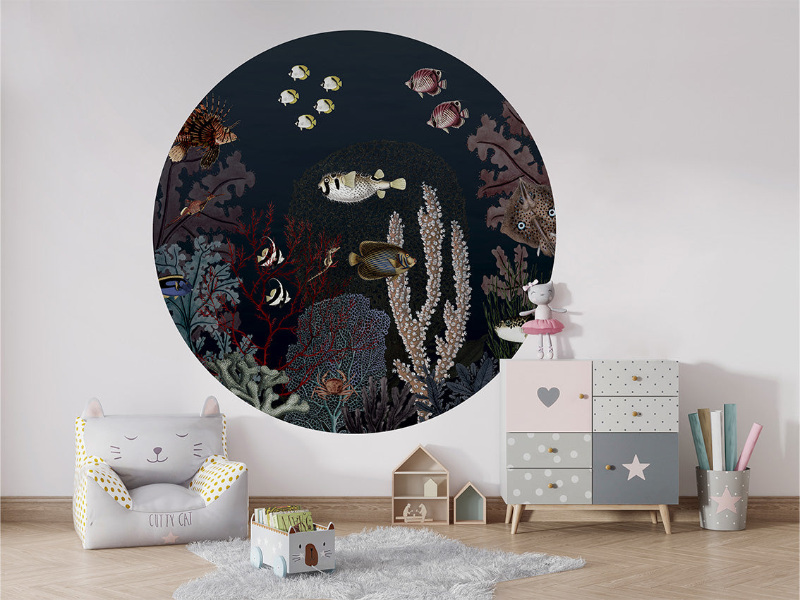 Roaring Reef Blue wall circle sticker by Artehub