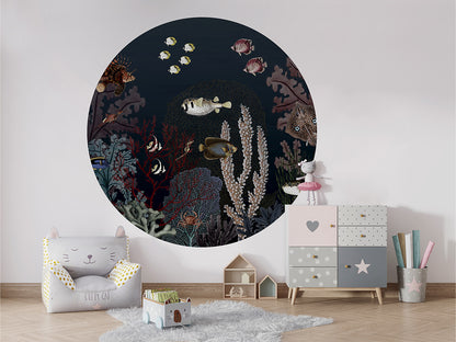 Roaring Reef Blue wall circle sticker by Artehub