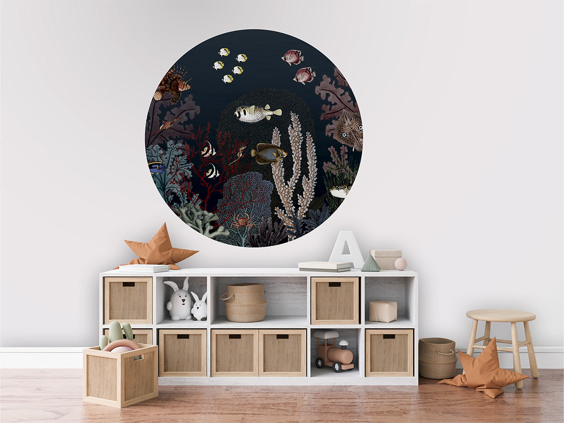 Roaring Reef Blue wall circle sticker by Artehub
