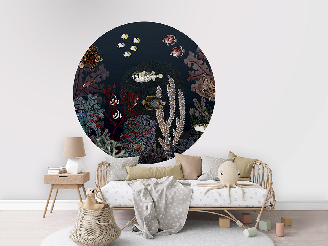 Roaring Reef Blue wall circle sticker by Artehub