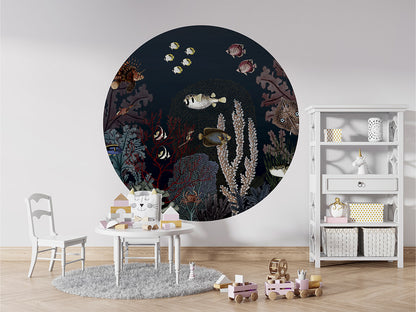 Roaring Reef Blue wall circle sticker by Artehub