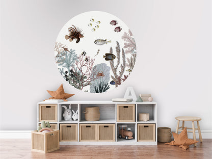 Roaring Reef White wall circle sticker by Artehub