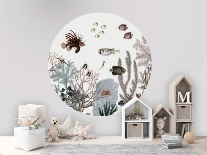 Roaring Reef White wall circle sticker by Artehub