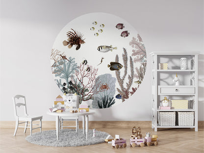 Roaring Reef White wall circle sticker by Artehub