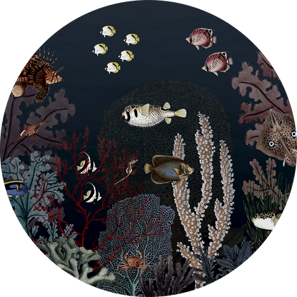 Roaring Reef Blue wall circle sticker by Artehub