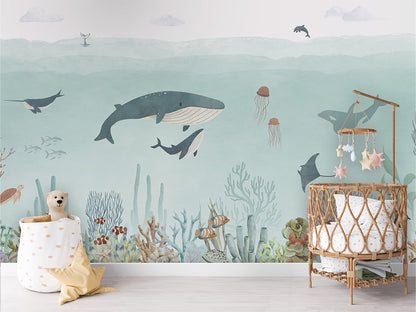 Sensational_Sea_-_Blue kids room wallpaper interior — premium wallpaper by Artehub Egypt