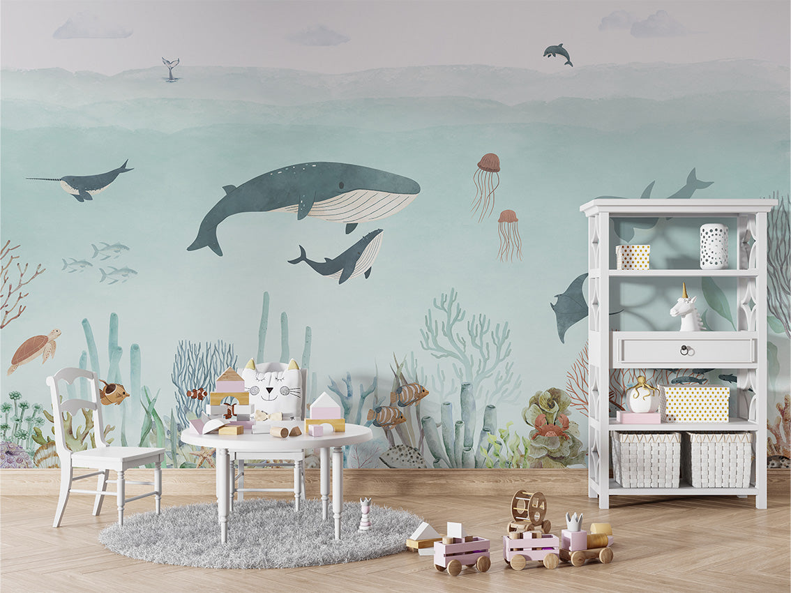 Sensational_Sea_-_Blue kids room wallpaper interior — premium wallpaper by Artehub Egypt