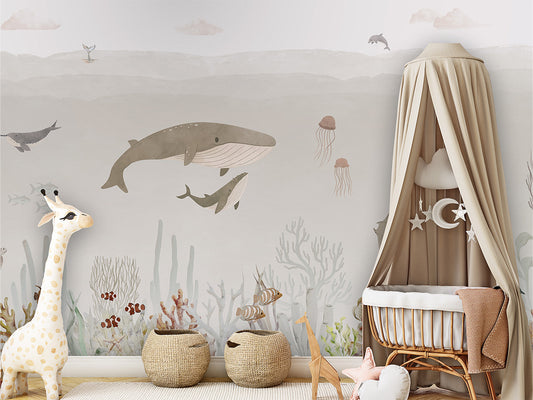 Sensational_Sea_-_Brown kids room wallpaper interior — premium wallpaper by Artehub Egypt