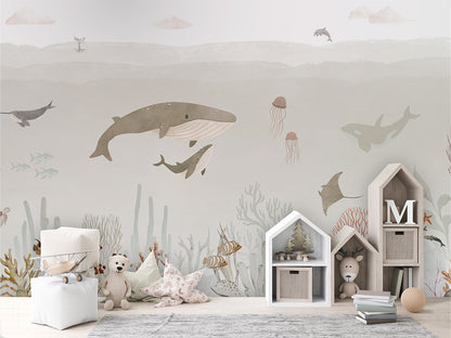 Sensational_Sea_-_Brown kids room wallpaper interior — premium wallpaper by Artehub Egypt