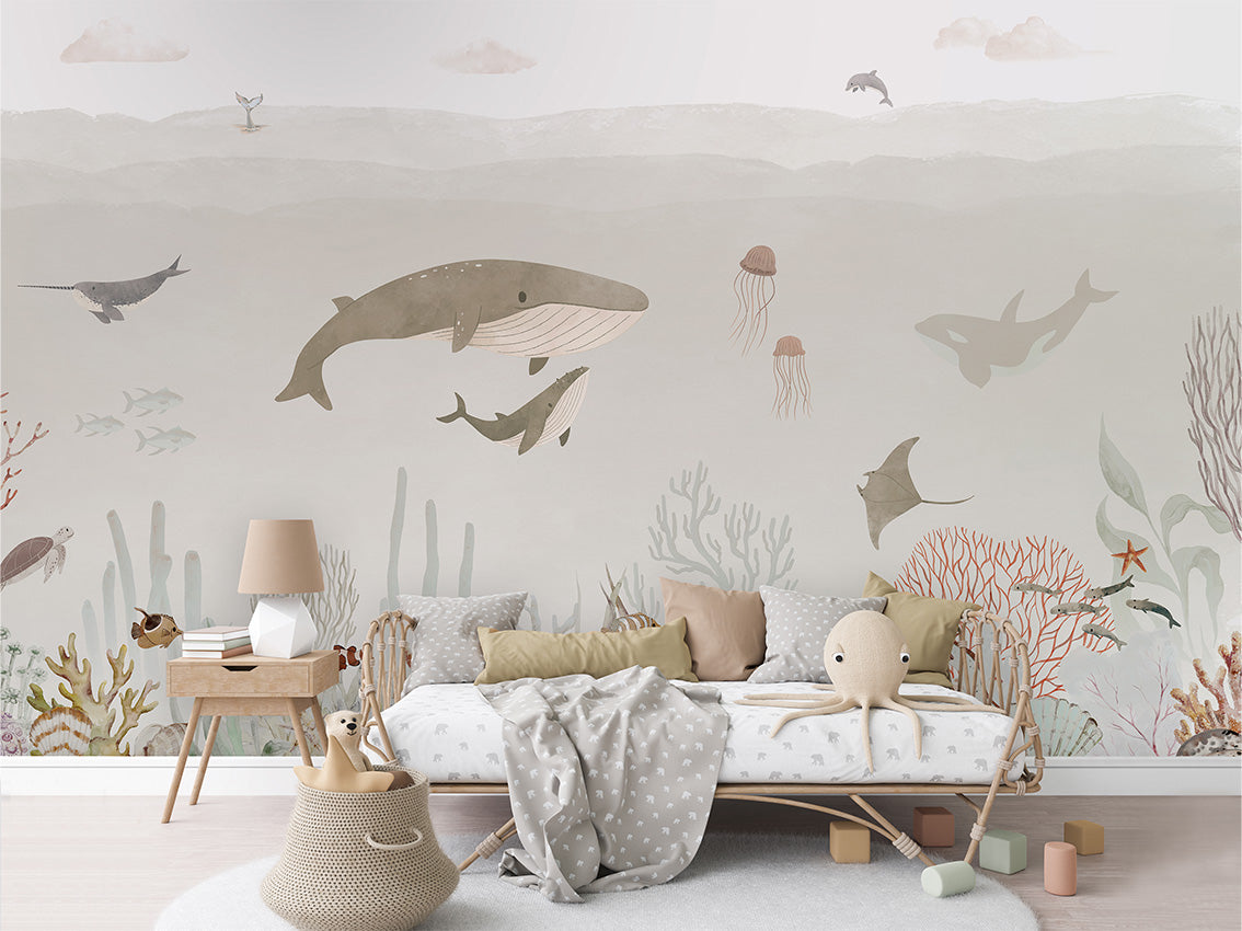 Sensational_Sea_-_Brown kids room wallpaper interior — premium wallpaper by Artehub Egypt