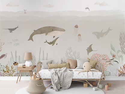 Sensational_Sea_-_Brown kids room wallpaper interior — premium wallpaper by Artehub Egypt