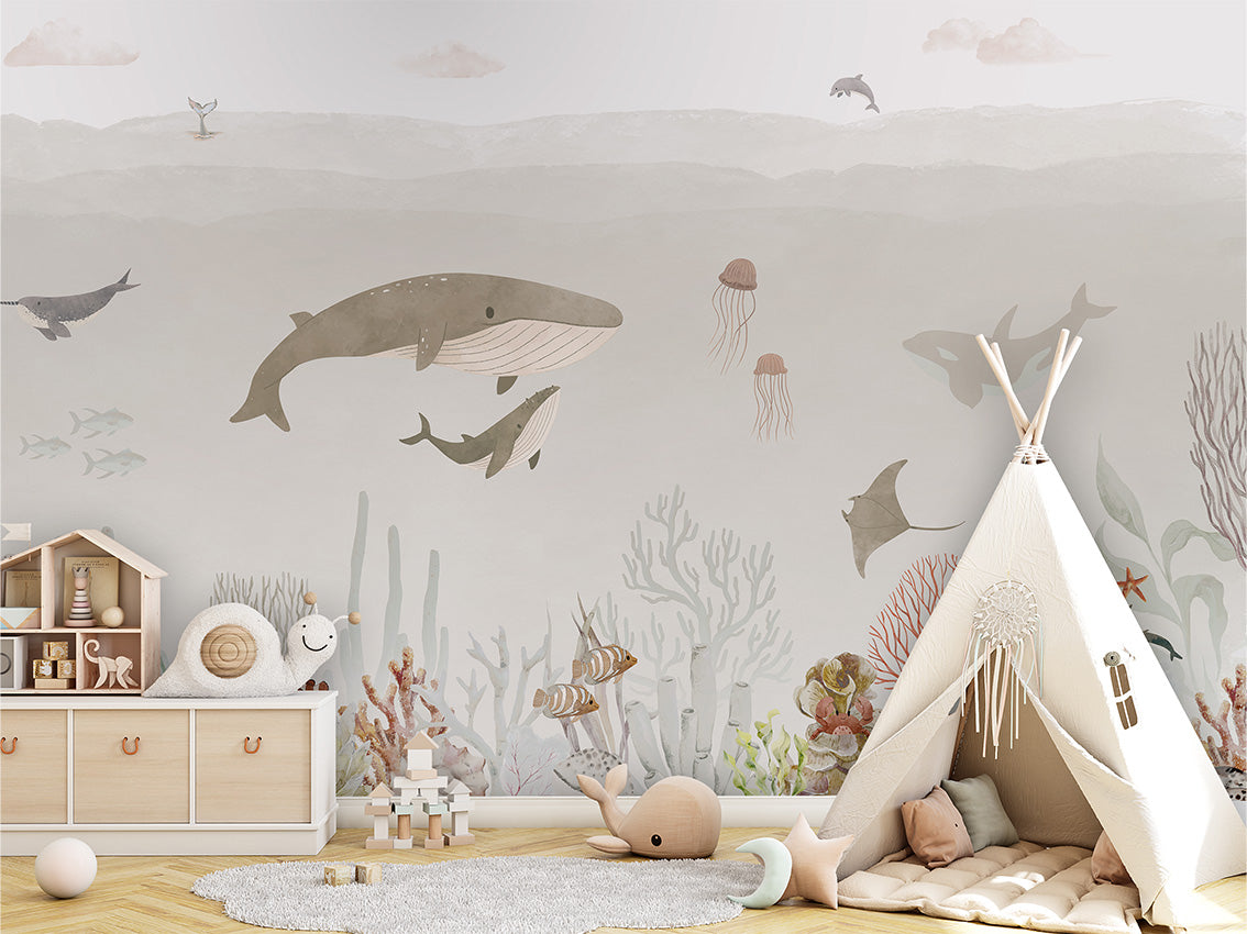 Sensational_Sea_-_Brown kids room wallpaper interior — premium wallpaper by Artehub Egypt