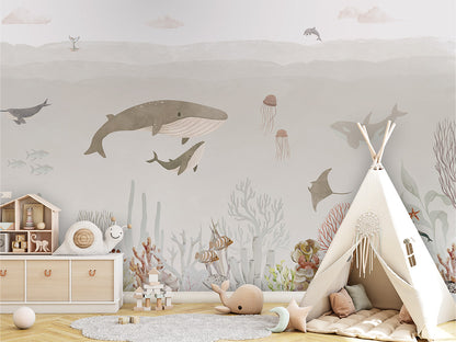 Sensational_Sea_-_Brown kids room wallpaper interior — premium wallpaper by Artehub Egypt