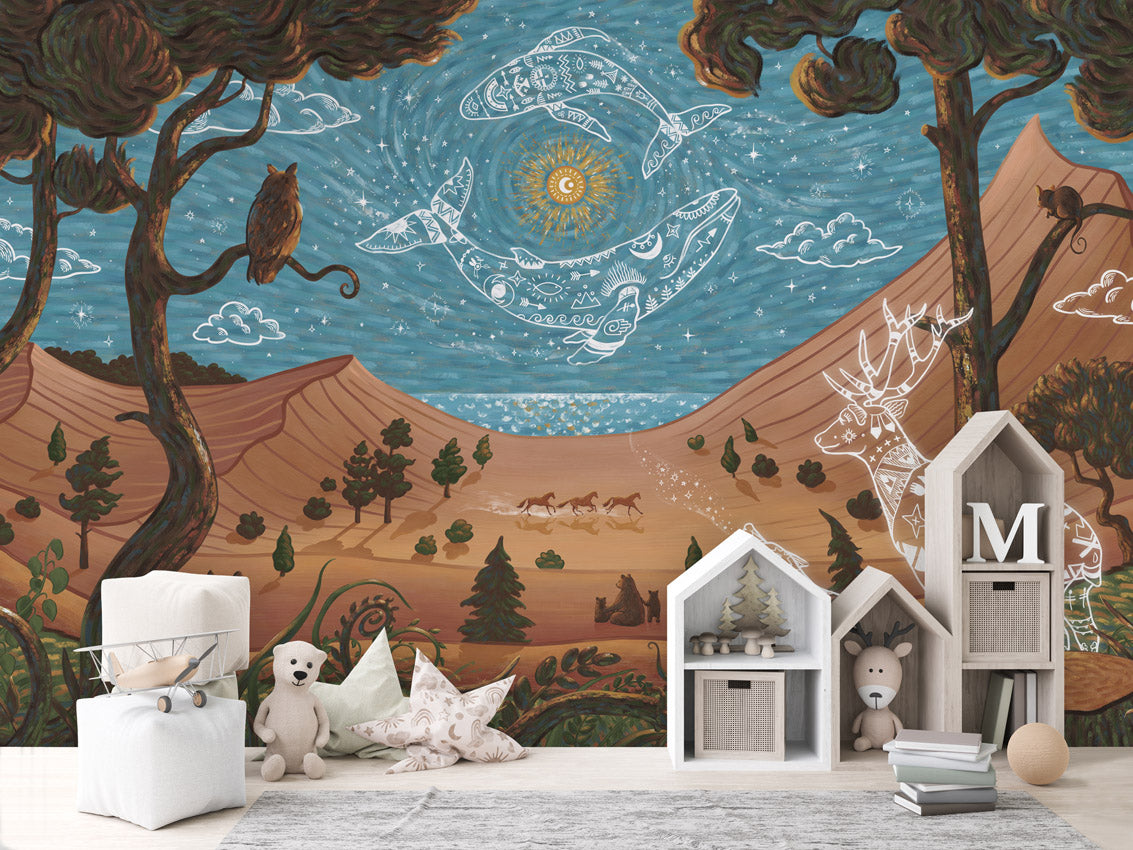 Spirit Night kids room wallpaper interior — premium wallpaper by Artehub Egypt