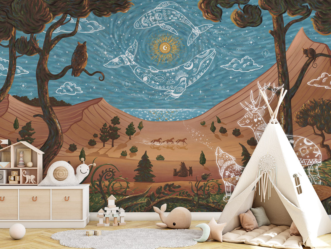 Spirit Night kids room wallpaper interior — premium wallpaper by Artehub Egypt