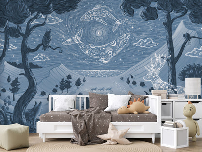 Spirit Night - blue kids room wallpaper interior — premium wallpaper by Artehub Egypt