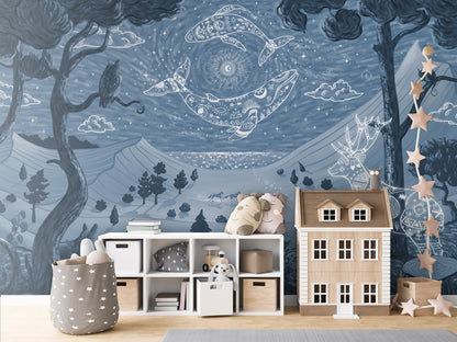 Spirit Night - blue kids room wallpaper interior — premium wallpaper by Artehub Egypt