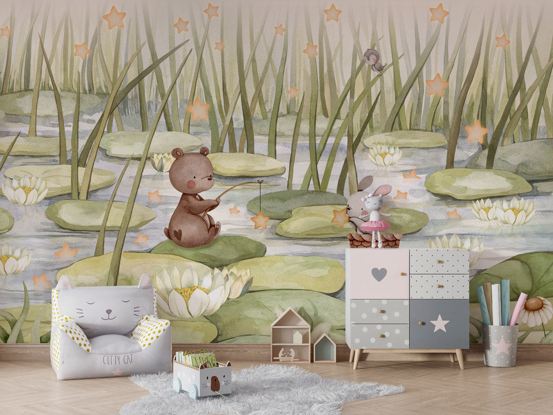 Starry Pond kids room wallpaper interior — premium wallpaper by Artehub Egypt