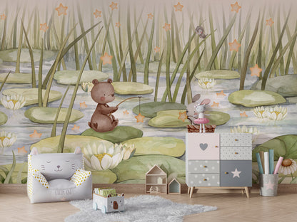 Starry Pond kids room wallpaper interior — premium wallpaper by Artehub Egypt