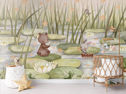 Starry Pond kids room wallpaper interior — premium wallpaper by Artehub Egypt