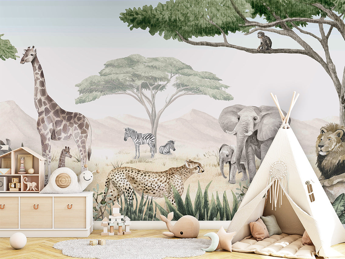 Savannah Jive luxury wallpaper in kids room interior — Artehub Egypt