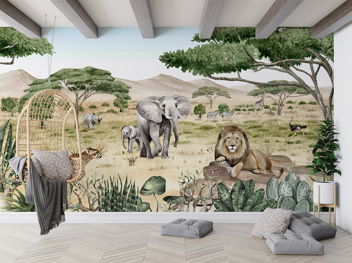 Savanne Secrets luxury wallpaper in kids room interior — Artehub Egypt