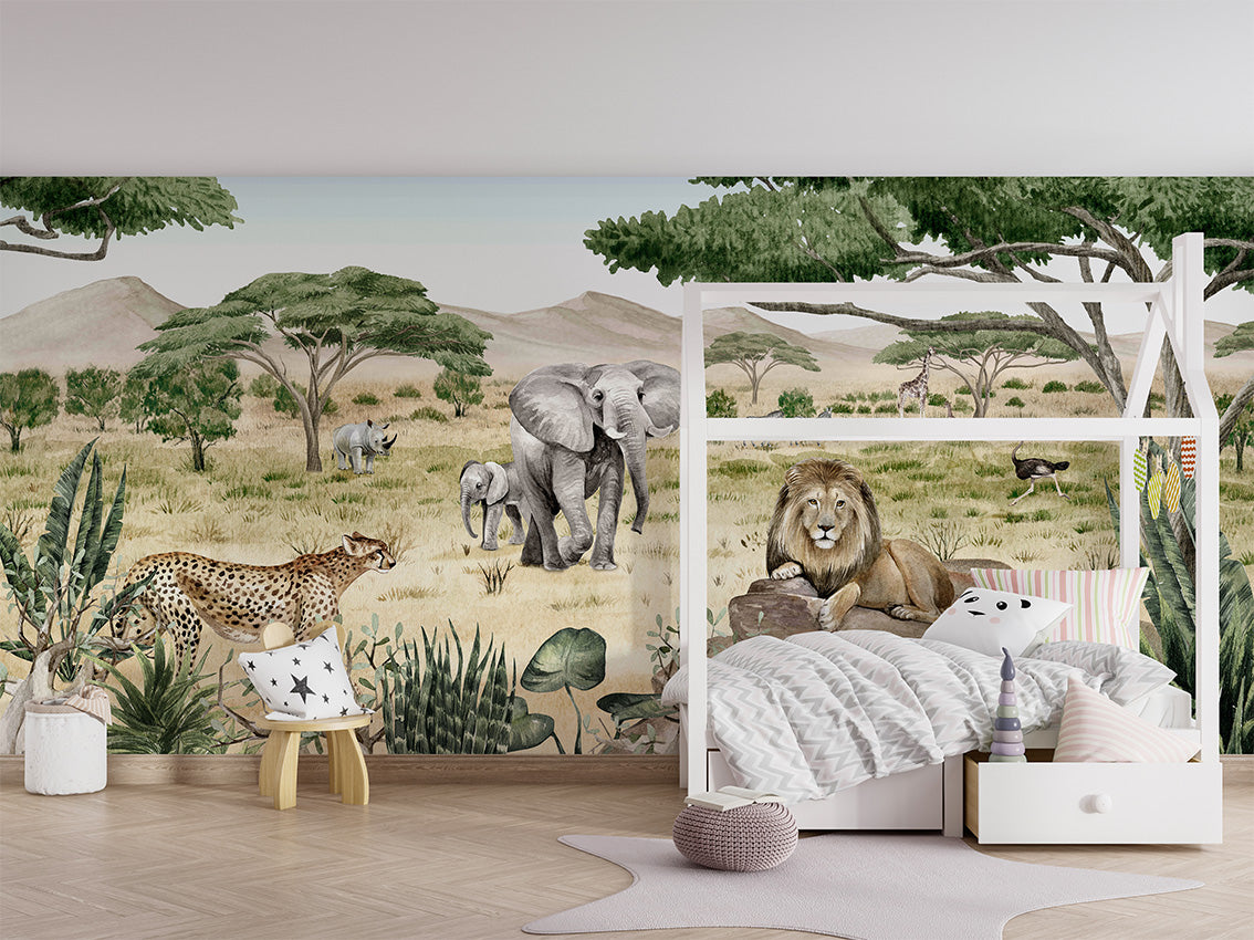 Savanne Secrets luxury wallpaper in kids room interior — Artehub Egypt