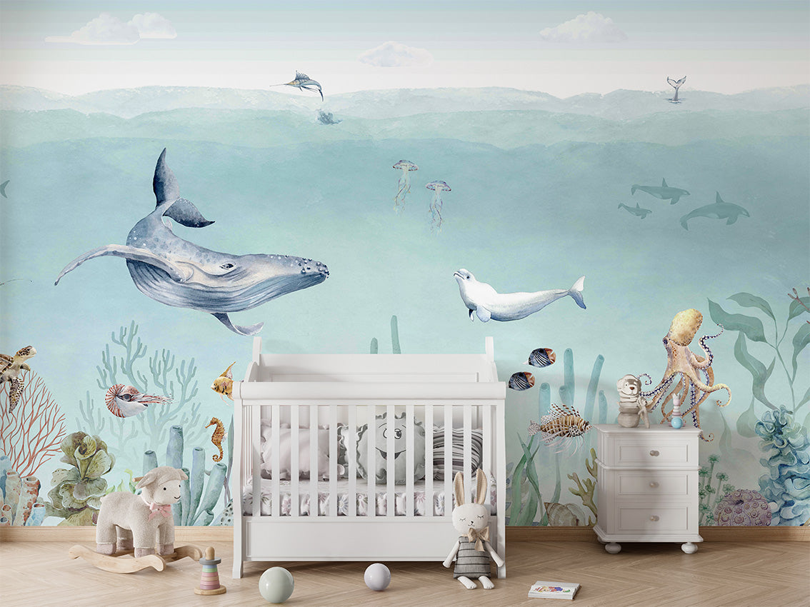 Secret Sealife luxury wallpaper in kids room interior — Artehub Egypt