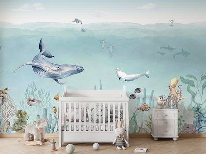 Secret Sealife luxury wallpaper in kids room interior — Artehub Egypt