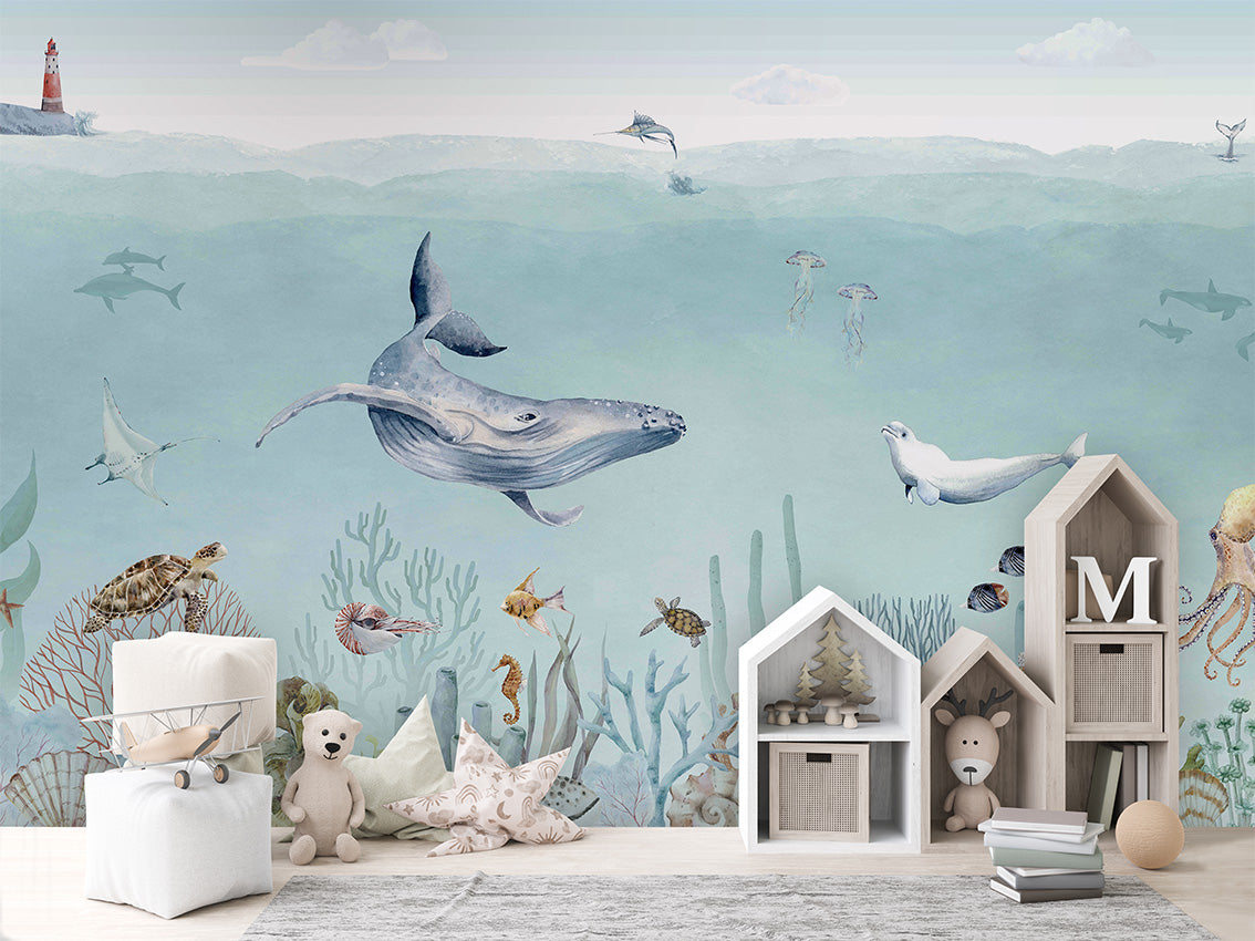 Secret Sealife luxury wallpaper in kids room interior — Artehub Egypt
