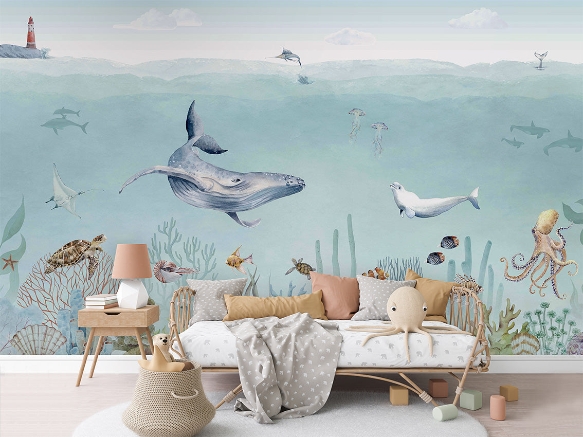 Secret Sealife luxury wallpaper in kids room interior — Artehub Egypt