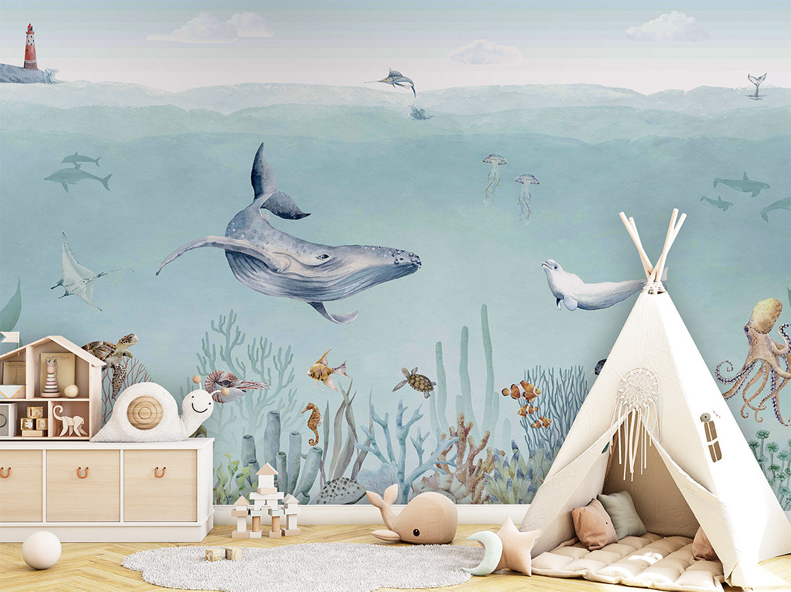 Secret Sealife luxury wallpaper in kids room interior — Artehub Egypt