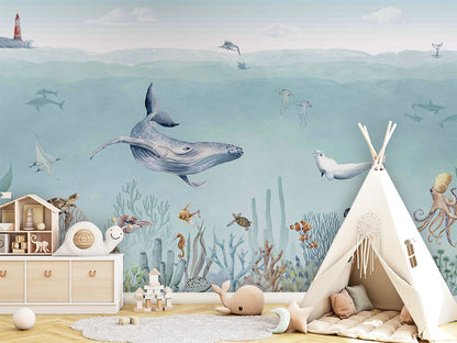 Secret Sealife luxury wallpaper in kids room interior — Artehub Egypt