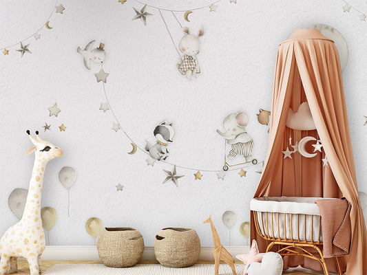 Sleeping_Moon kids room wallpaper interior — premium wallpaper by Artehub Egypt
