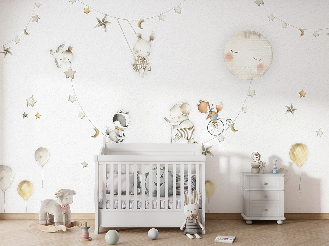 Sleeping_Moon kids room wallpaper interior — premium wallpaper by Artehub Egypt
