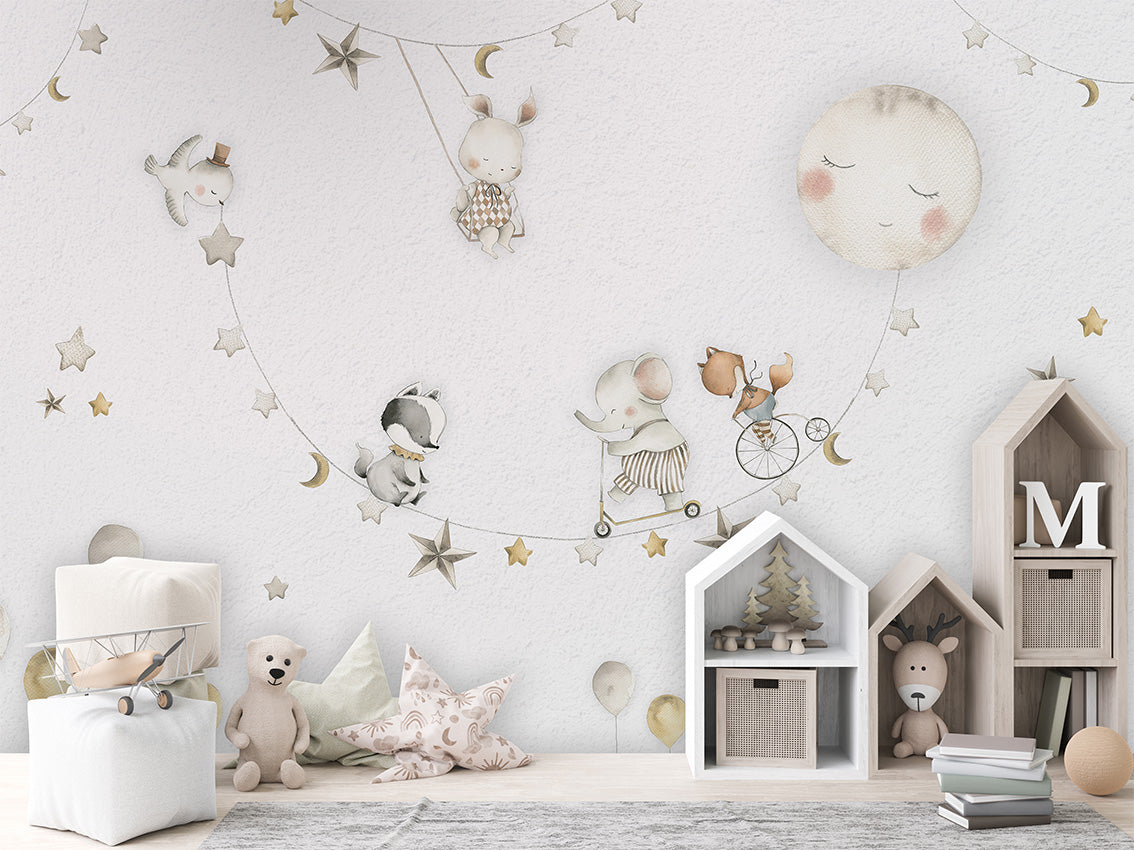 Sleeping_Moon kids room wallpaper interior — premium wallpaper by Artehub Egypt