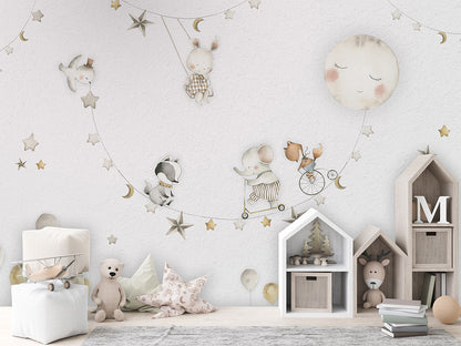 Sleeping_Moon kids room wallpaper interior — premium wallpaper by Artehub Egypt