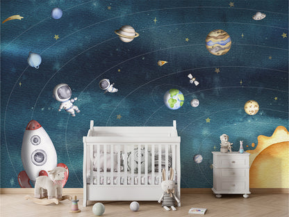 Space_Joy_-_Dark kids room wallpaper interior — premium wallpaper by Artehub Egypt