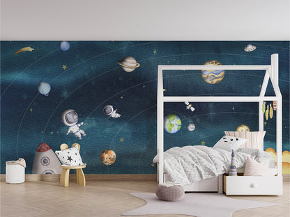 Space_Joy_-_Dark kids room wallpaper interior — premium wallpaper by Artehub Egypt