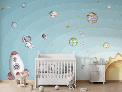Space_Joy_-_Light kids room wallpaper interior — premium wallpaper by Artehub Egypt