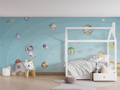 Space_Joy_-_Light kids room wallpaper interior — premium wallpaper by Artehub Egypt