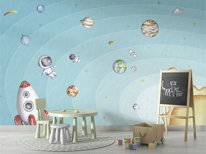 Space_Joy_-_Light kids room wallpaper interior — premium wallpaper by Artehub Egypt