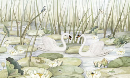 Spectacular Swans European mural wallpaper design for kids room — Artehub Egypt