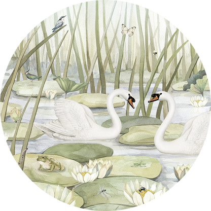 Spectacular Swans wall circle sticker by Artehub