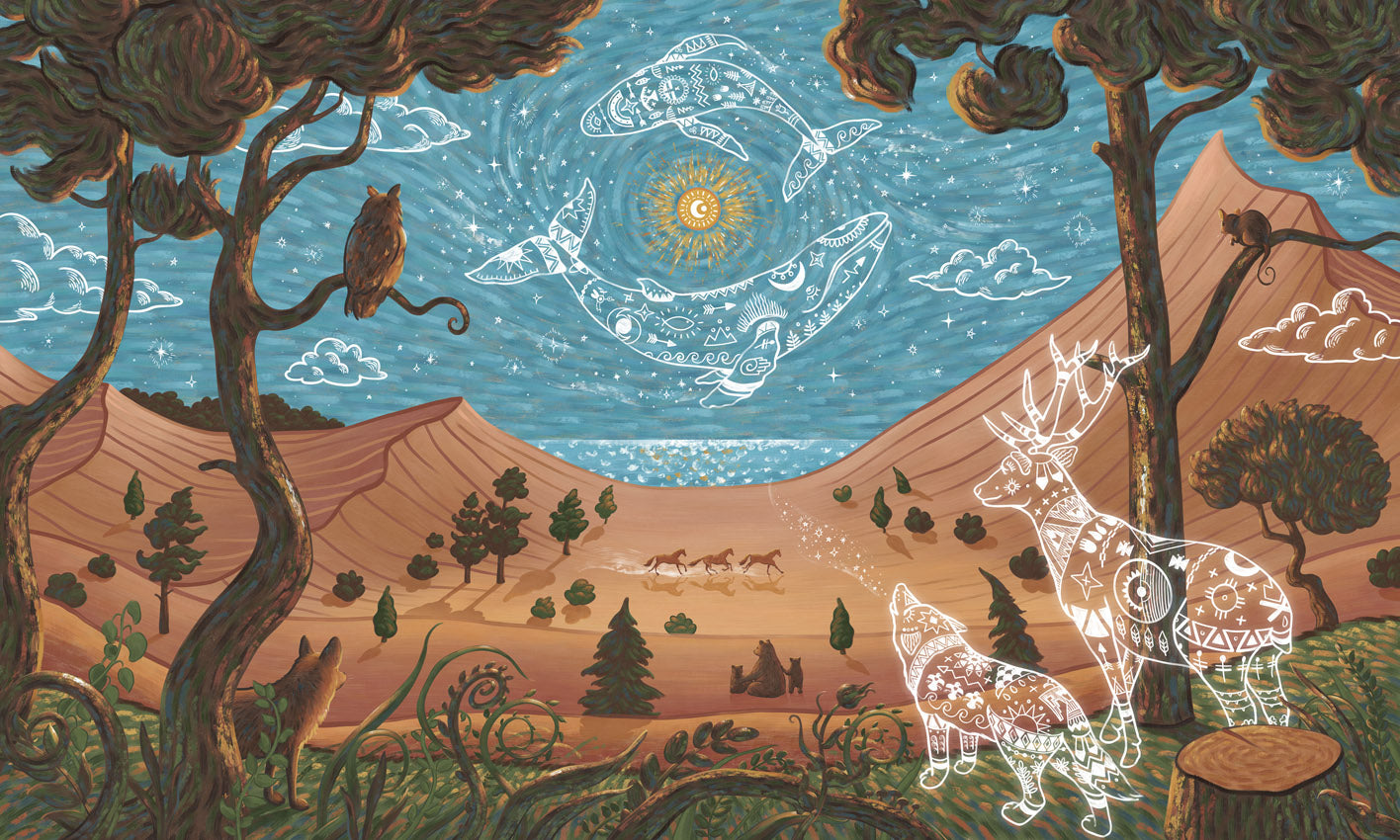 Spirit Night mural wallpaper design — premium wallpaper by Artehub Egypt