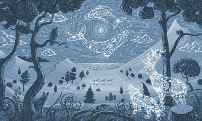 Spirit Night - blue mural wallpaper design — premium wallpaper by Artehub Egypt