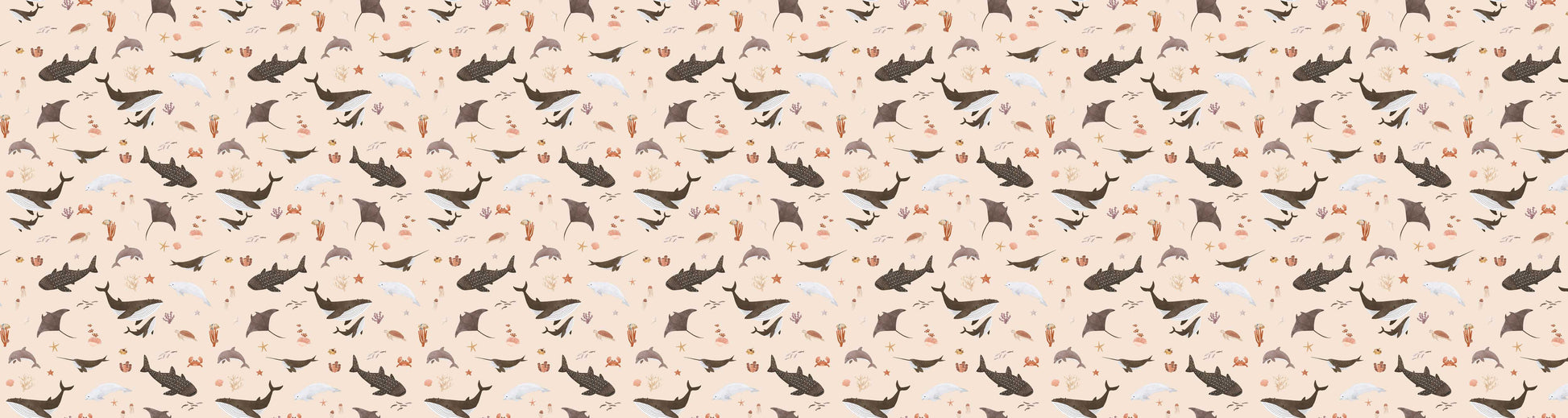 Splendid Sea Beige European motif wallpaper design for kids room — Artehub Egypt