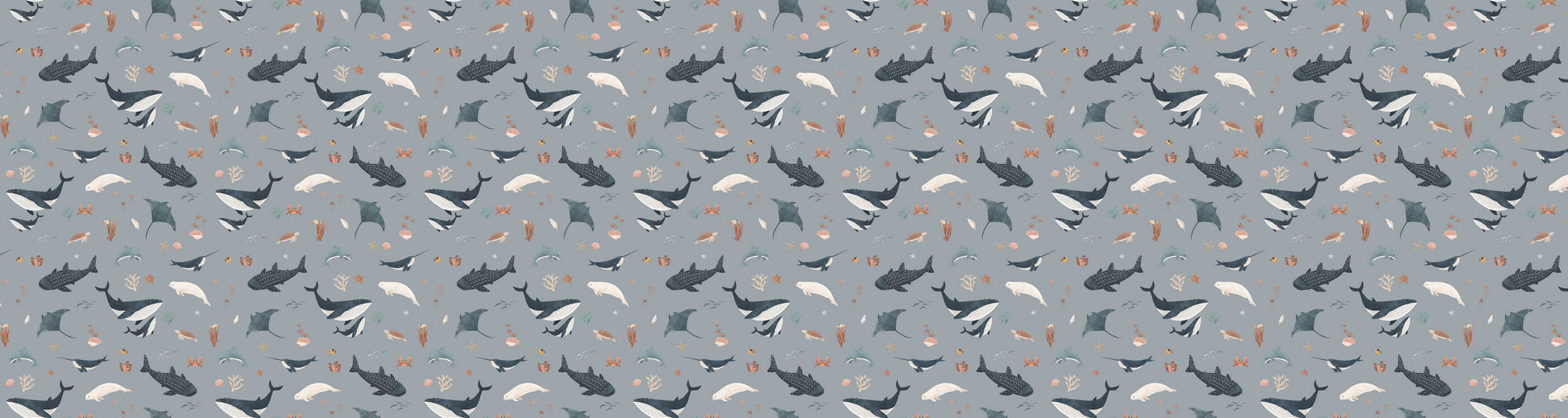 Splendid Sea - Blue European wallpaper motif design for kids room — Artehub Egypt
