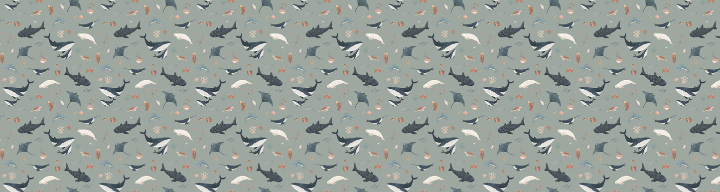 Splendid Sea - Green European wallpaper motif design for kids room — Artehub Egypt