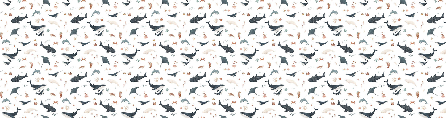 Splendid Sea - White European wallpaper motif design for kids room — Artehub Egypt